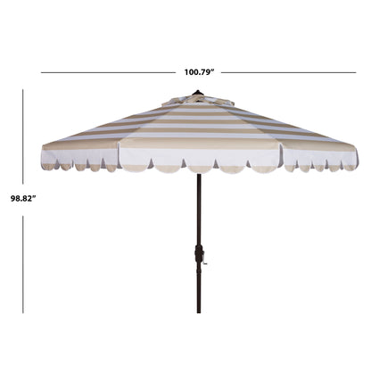 Ombrellone da giardino SAFAVIEH Nargiz a righe con bordi a scaglie, diametro 2,7 m, con manovella