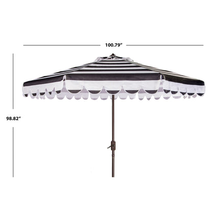 Ombrellone da giardino SAFAVIEH Nargiz a righe con bordi a scaglie, diametro 2,7 m, con manovella