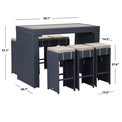 Set da Bar da Esterno Euda di SAFAVIEH (7 pezzi) - 73,7x150x107 cm (L x P x A)