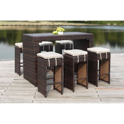 Set da Bar da Esterno Euda di SAFAVIEH (7 pezzi) - 73,7x150x107 cm (L x P x A)