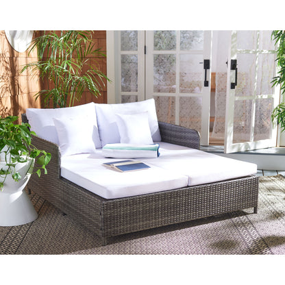 Daybed da esterno in vimini Taniyah di SAFAVIEH con cuscini e imbottiture - 53L x 28P x 62H