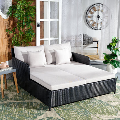 Daybed da esterno in vimini Taniyah di SAFAVIEH con cuscini e imbottiture - 53L x 28P x 62H