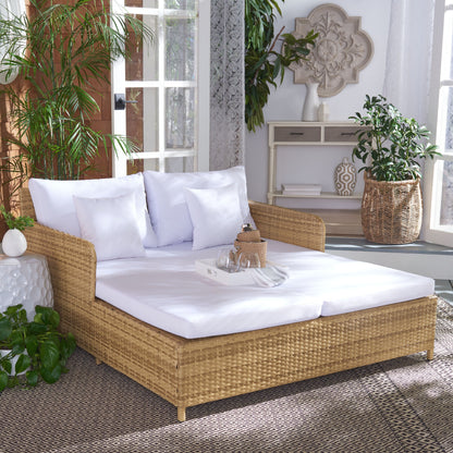 Daybed da esterno in vimini Taniyah di SAFAVIEH con cuscini e imbottiture - 53L x 28P x 62H