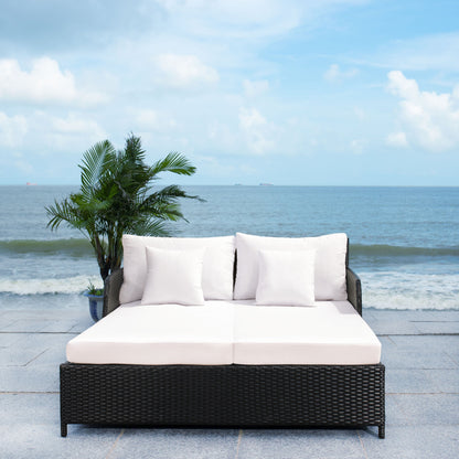 Daybed da esterno in vimini Taniyah di SAFAVIEH con cuscini e imbottiture - 53L x 28P x 62H
