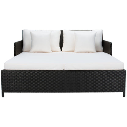 Daybed da esterno in vimini Taniyah di SAFAVIEH con cuscini e imbottiture - 53L x 28P x 62H