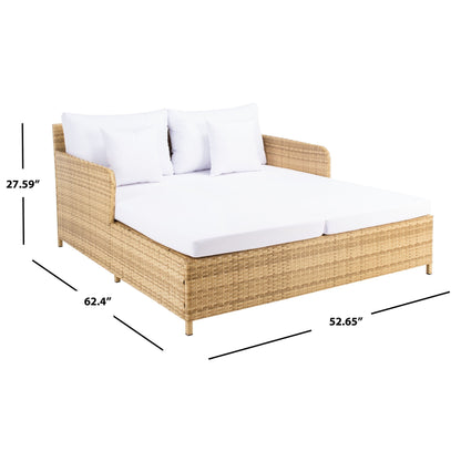 Daybed da esterno in vimini Taniyah di SAFAVIEH con cuscini e imbottiture - 53L x 28P x 62H