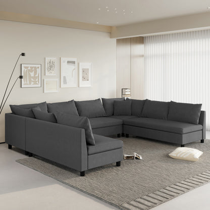 Divano componibile, set di divani reversibili a forma di U in chenille, combinazioni libere, divano letto trasformabile extra large a 8 posti.