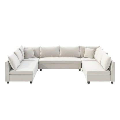Divano componibile, set di divani reversibili a forma di U in chenille, combinazioni libere, divano letto trasformabile extra large a 8 posti.