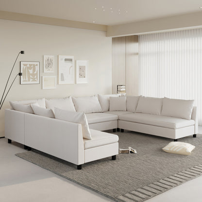 Divano componibile, set di divani reversibili a forma di U in chenille, combinazioni libere, divano letto trasformabile extra large a 8 posti.