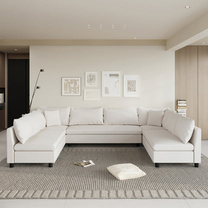Divano componibile, set di divani reversibili a forma di U in chenille, combinazioni libere, divano letto trasformabile extra large a 8 posti.