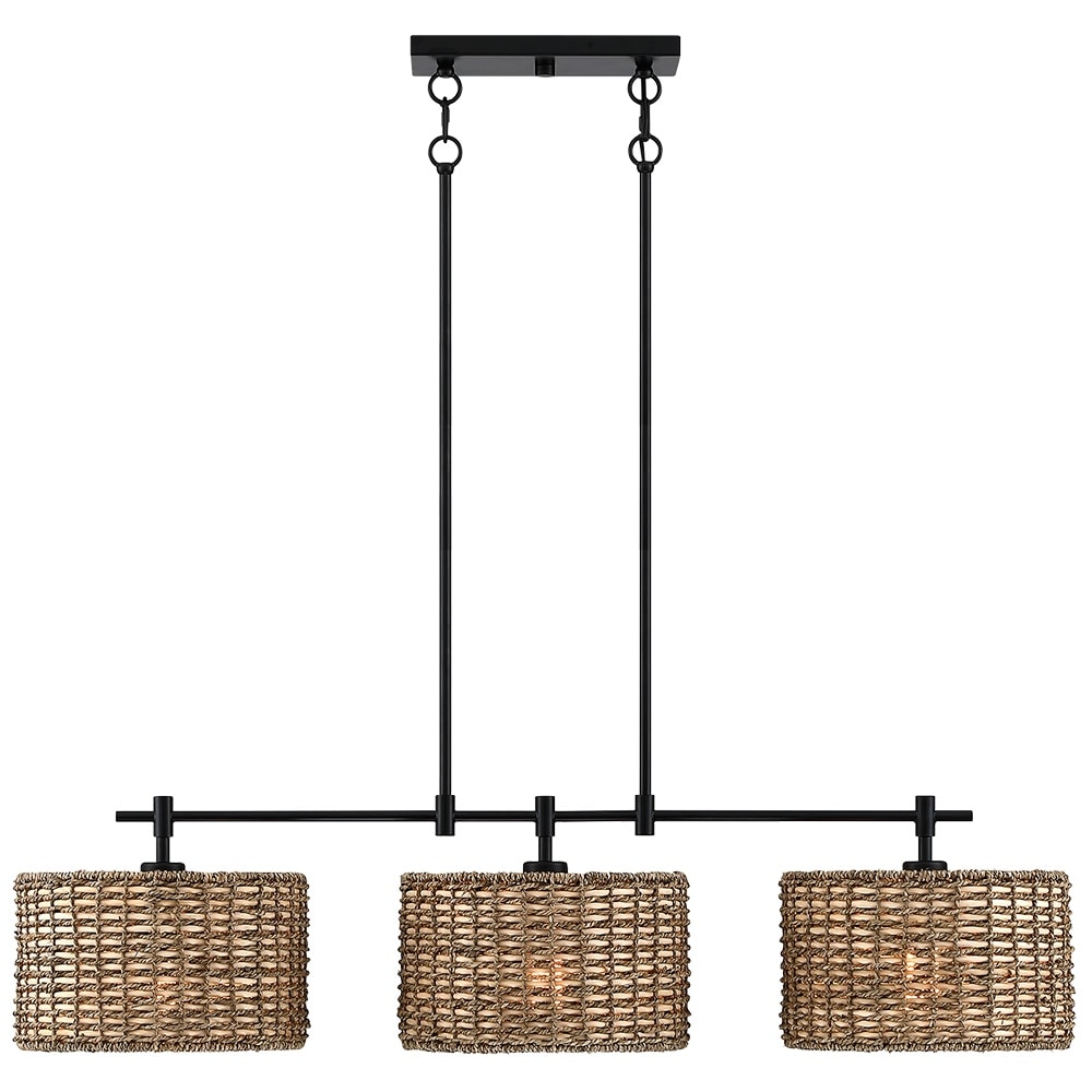 Lampada a sospensione lineare per isola cucina in stile farmhouse, nera, con 3 luci, Sedgy - 41W