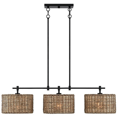 Lampada a sospensione lineare per isola cucina in stile farmhouse, nera, con 3 luci, Sedgy - 41W