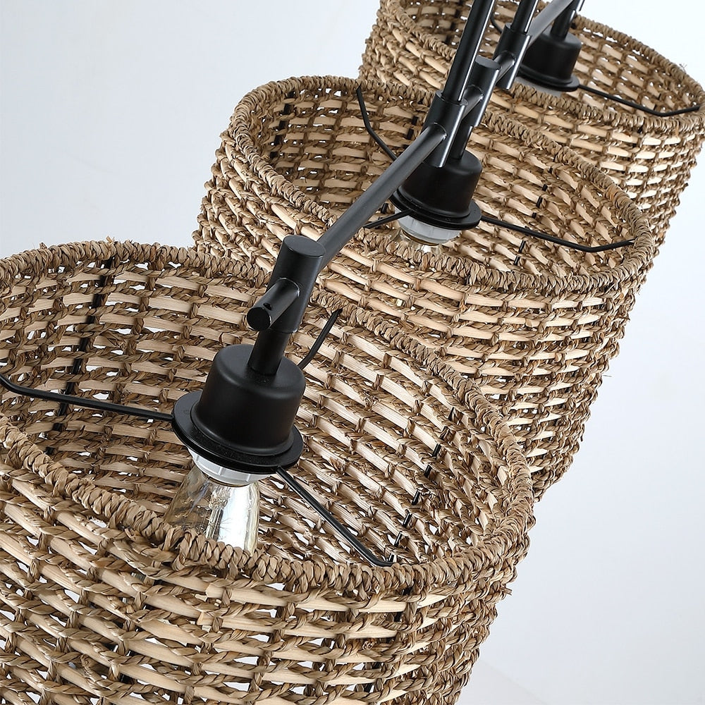 Lampada a sospensione lineare per isola cucina in stile farmhouse, nera, con 3 luci, Sedgy - 41W