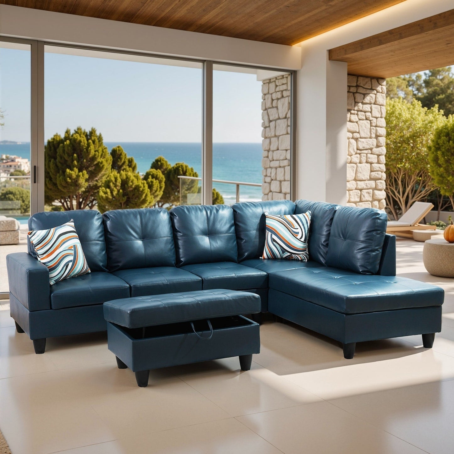 Set di Divani per Soggiorno in Pelle Sintetica Semi PU a 3 Pezzi