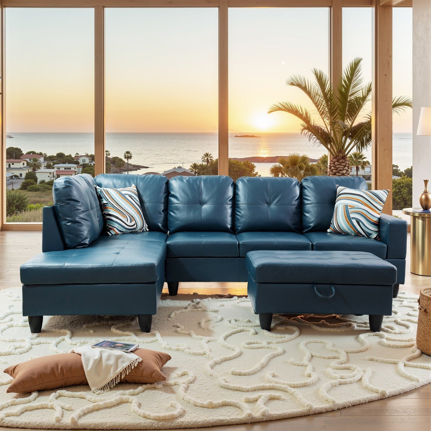 Set di Divani per Soggiorno in Pelle Sintetica Semi PU a 3 Pezzi