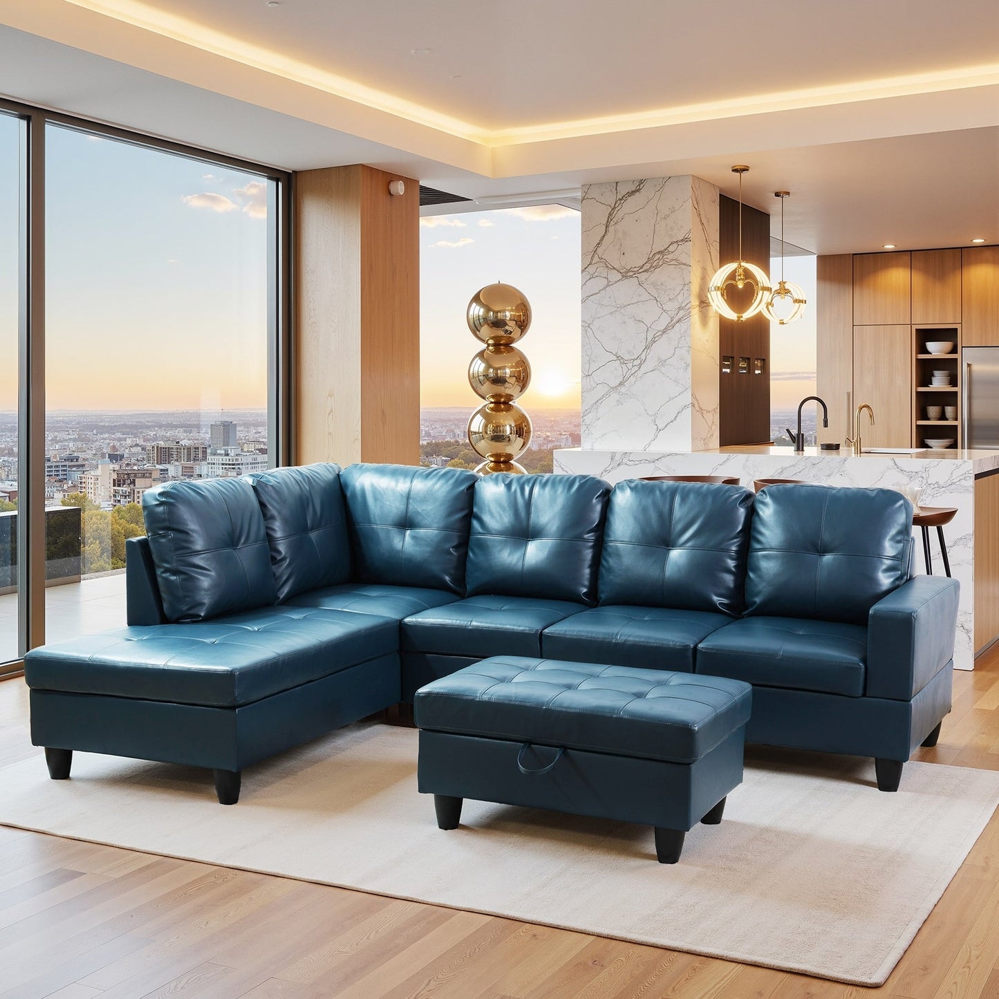 Set di Divani per Soggiorno in Pelle Sintetica Semi PU a 3 Pezzi