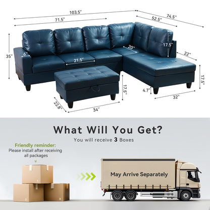 Set di Divani per Soggiorno in Pelle Sintetica Semi PU a 3 Pezzi