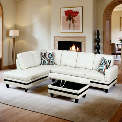 Set di Divani per Soggiorno in Pelle Sintetica Semi PU a 3 Pezzi