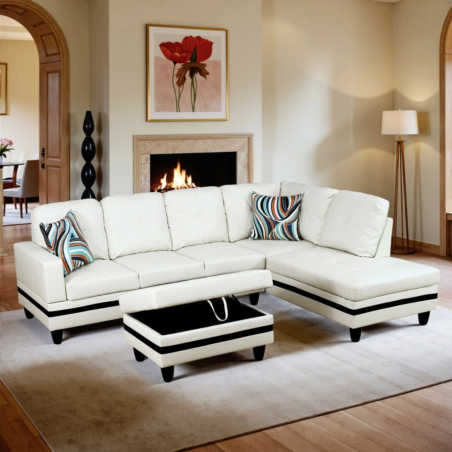 Set di Divani per Soggiorno in Pelle Sintetica Semi PU a 3 Pezzi