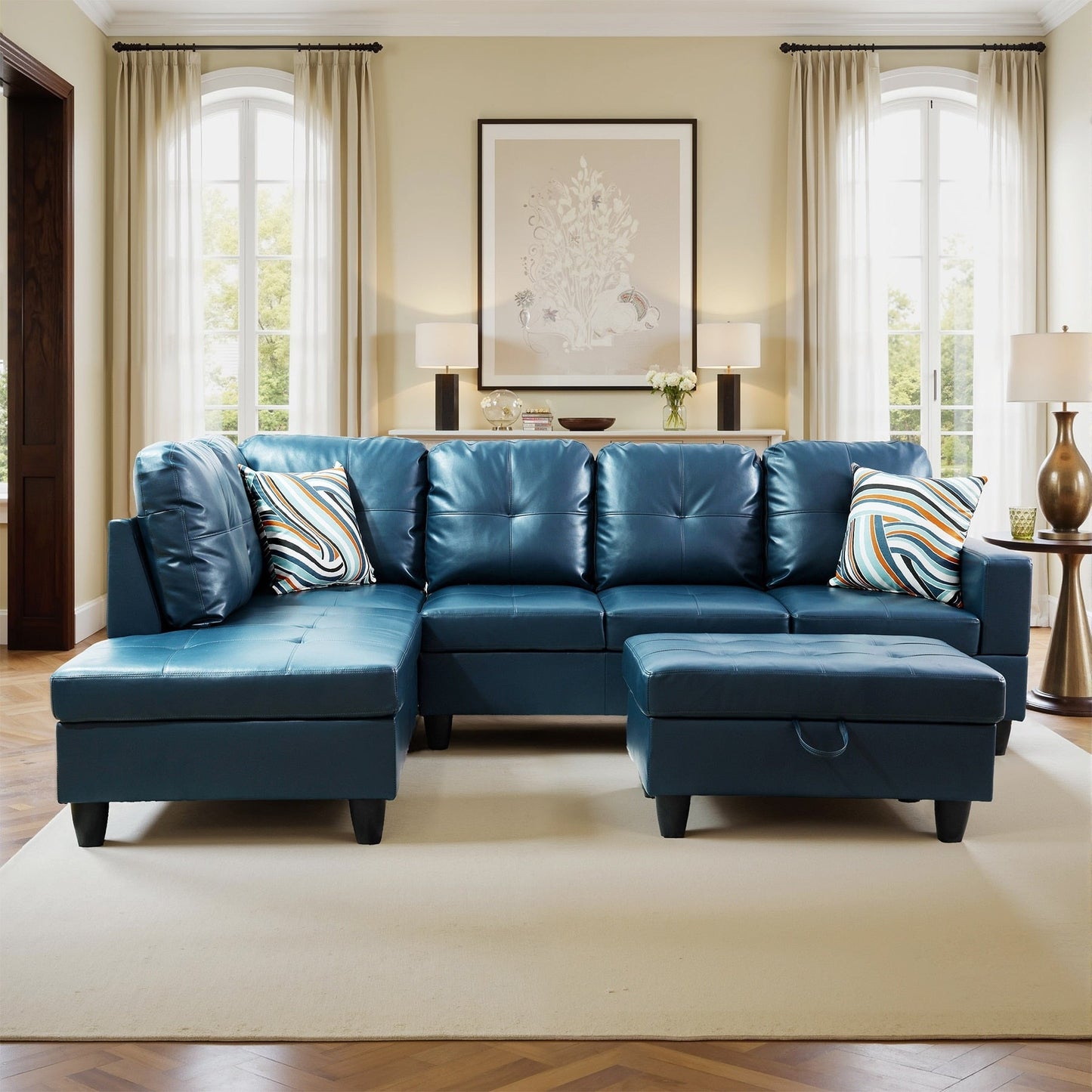 Set di Divani per Soggiorno in Pelle Sintetica Semi PU a 3 Pezzi