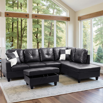 Set di Divani per Soggiorno in Pelle Sintetica Semi PU a 3 Pezzi