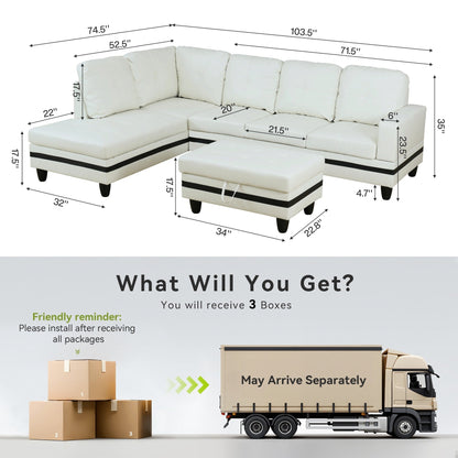 Set di Divani per Soggiorno in Pelle Sintetica Semi PU a 3 Pezzi