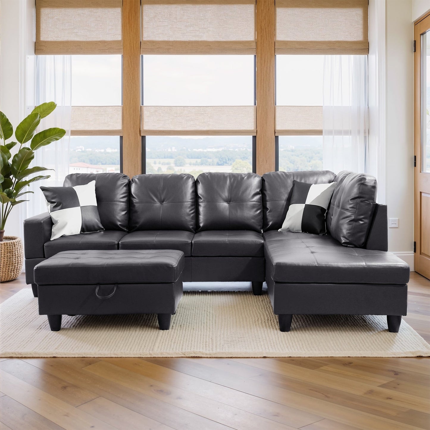 Set di Divani per Soggiorno in Pelle Sintetica Semi PU a 3 Pezzi