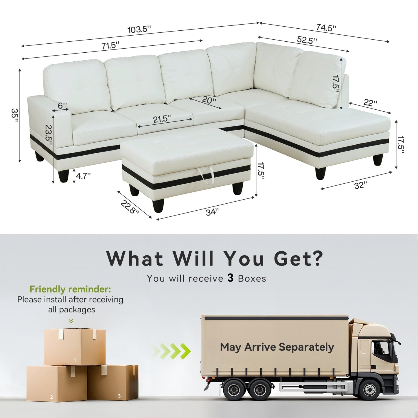 Set di Divani per Soggiorno in Pelle Sintetica Semi PU a 3 Pezzi