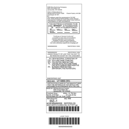 Materasso Serta Clarks Hill 15 con strato superiore imbottito.