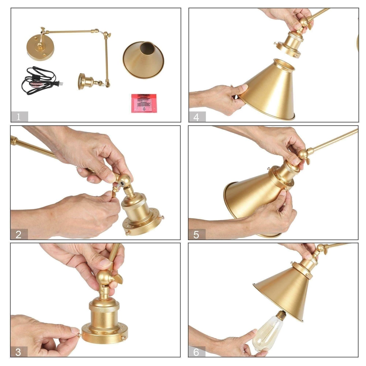 2 Set di Lampade a Braccio Oscillante Moderne, Regolabili, a Spina o a Cablaggio Fisso, per Parete