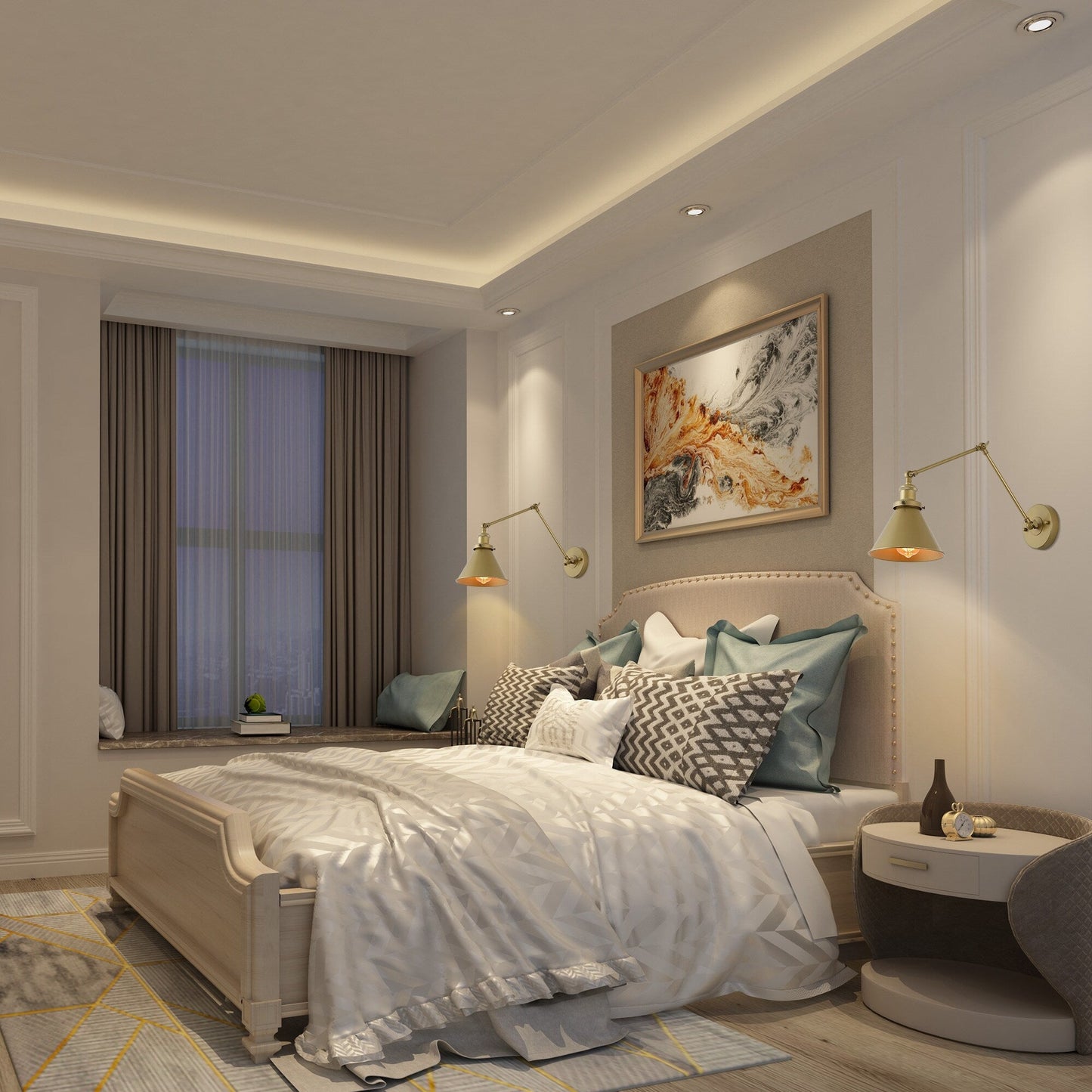 2 Set di Lampade a Braccio Oscillante Moderne, Regolabili, a Spina o a Cablaggio Fisso, per Parete