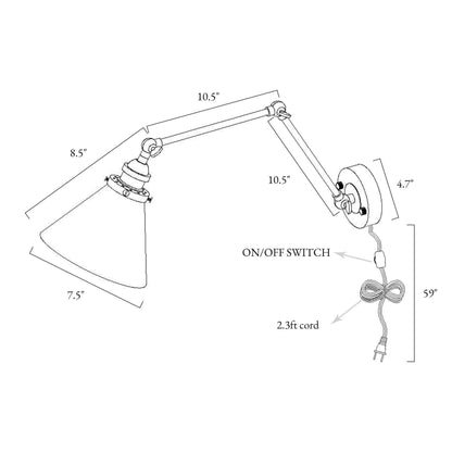 2 Set di Lampade a Braccio Oscillante Moderne, Regolabili, a Spina o a Cablaggio Fisso, per Parete