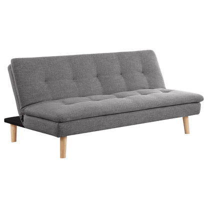 Divano letto trasformabile Siana, tessuto grigio trapuntato, legno marrone, 72 pollici