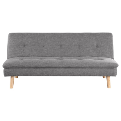 Divano letto trasformabile Siana, tessuto grigio trapuntato, legno marrone, 72 pollici