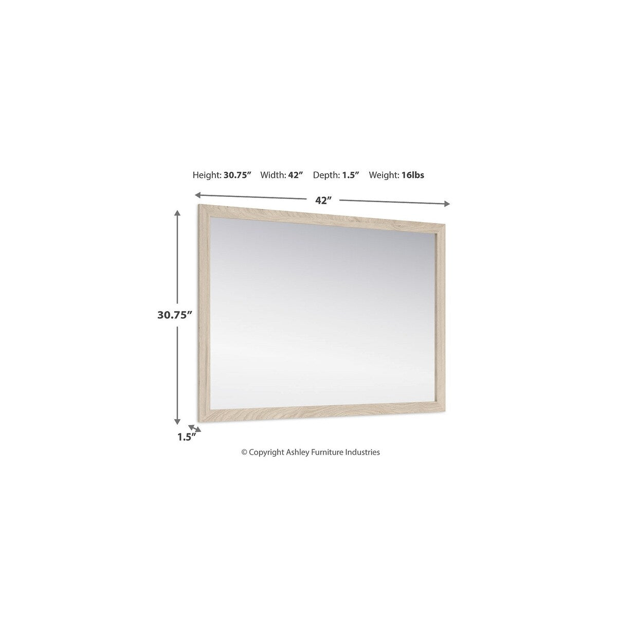 Specchio da camera da letto Cadmori beige di Signature Design by Ashley - Marrone - 38,86 L x 1,3 P x 27,68 A