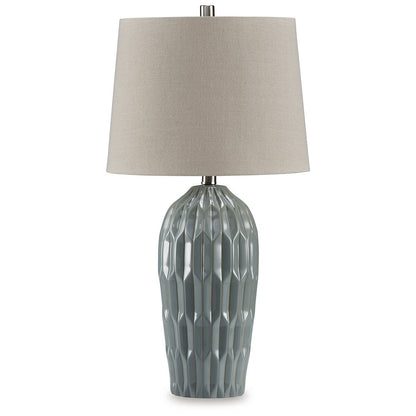 Lampada da tavolo Hadbury blu di Signature Design by Ashley (confezione da 2) - 14 L x 14 P x 26,75 A (cm)