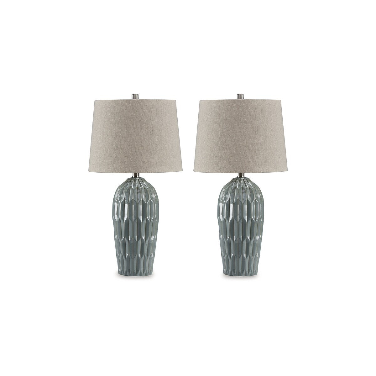 Lampada da tavolo Hadbury blu di Signature Design by Ashley (confezione da 2) - 14 L x 14 P x 26,75 A (cm)