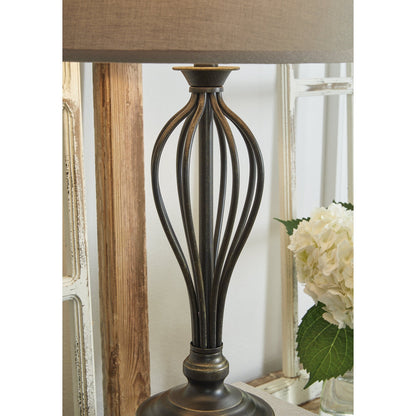 Lampada da tavolo Ornawell in bronzo antico di Signature Design by Ashley (confezione da 2) - 15W x 15D x 29H