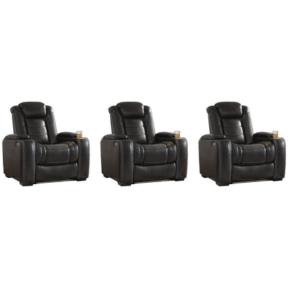 Signature Design by Ashley Party Time, set di 3 posti a sedere per home theater, colore nero.