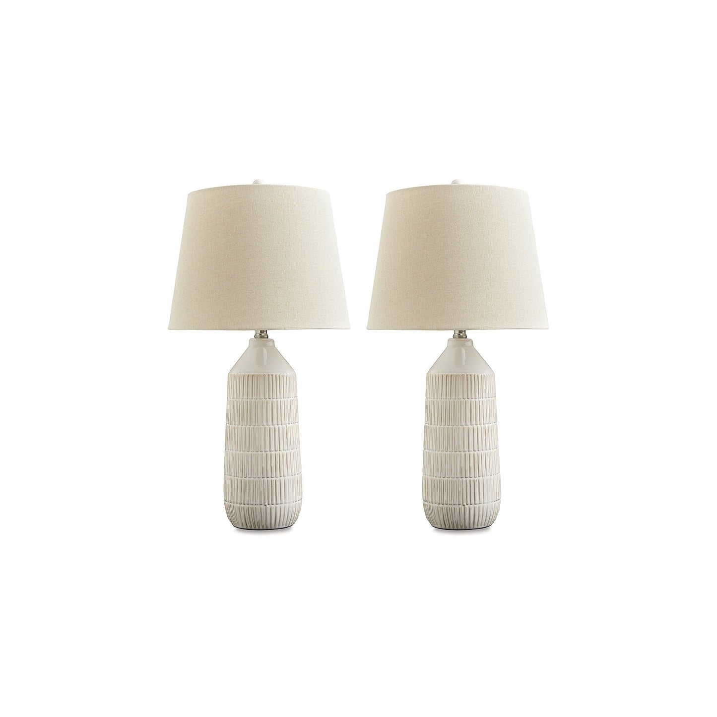Lampada da tavolo Willport in bianco ottico di Signature Design by Ashley (confezione da 2) - 14L x 14P x 27H
