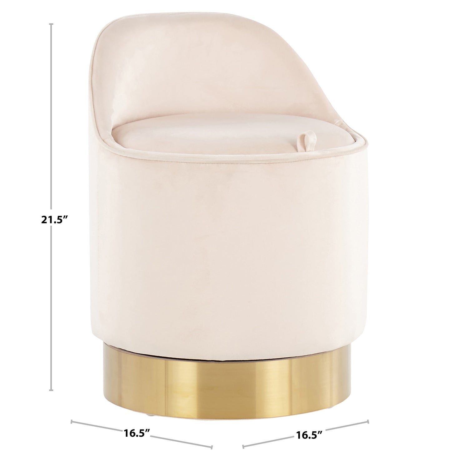 Sgabello da trucco girevole in velluto Corday di Silver Orchid