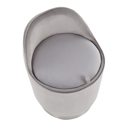 Sgabello da trucco girevole in velluto Corday di Silver Orchid