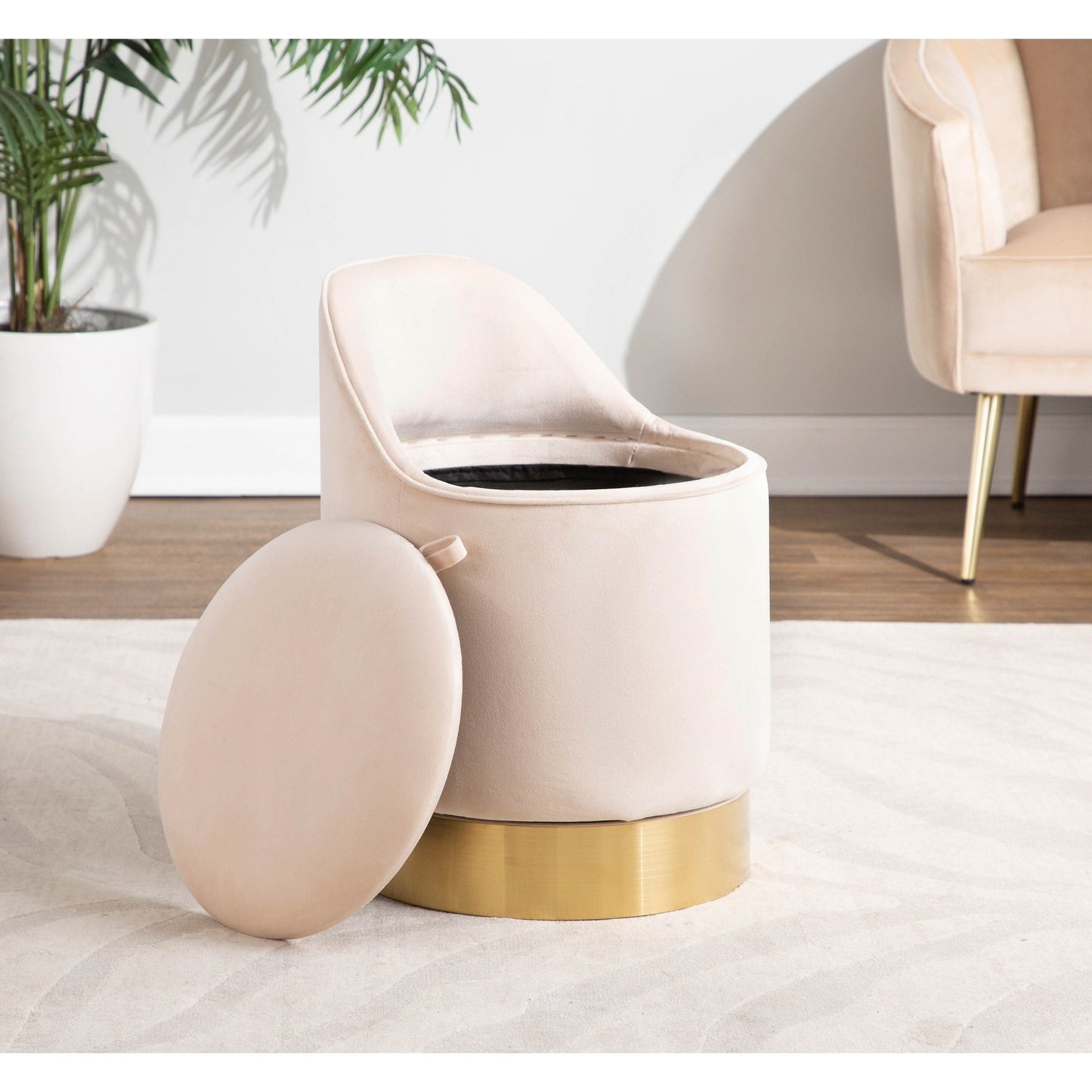 Sgabello da trucco girevole in velluto Corday di Silver Orchid