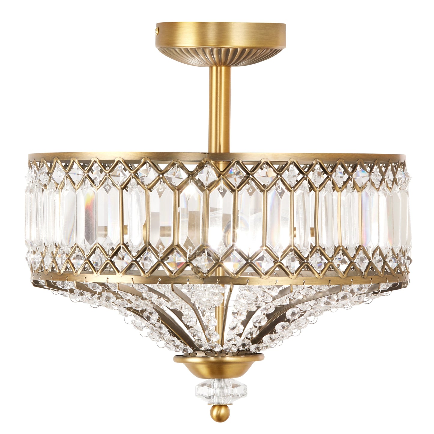 Lampada a sospensione semi-a soffitto Silver Orchid Furey in vetro a strati, color bronzo/oro - 37,5 cm L x 37,5 cm L x 38,8 cm H