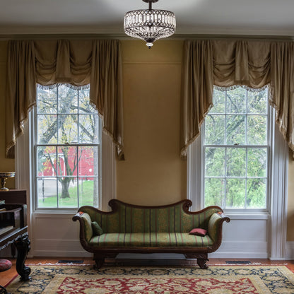 Lampada a sospensione semi-a soffitto Silver Orchid Furey in vetro a strati, color bronzo/oro - 37,5 cm L x 37,5 cm L x 38,8 cm H