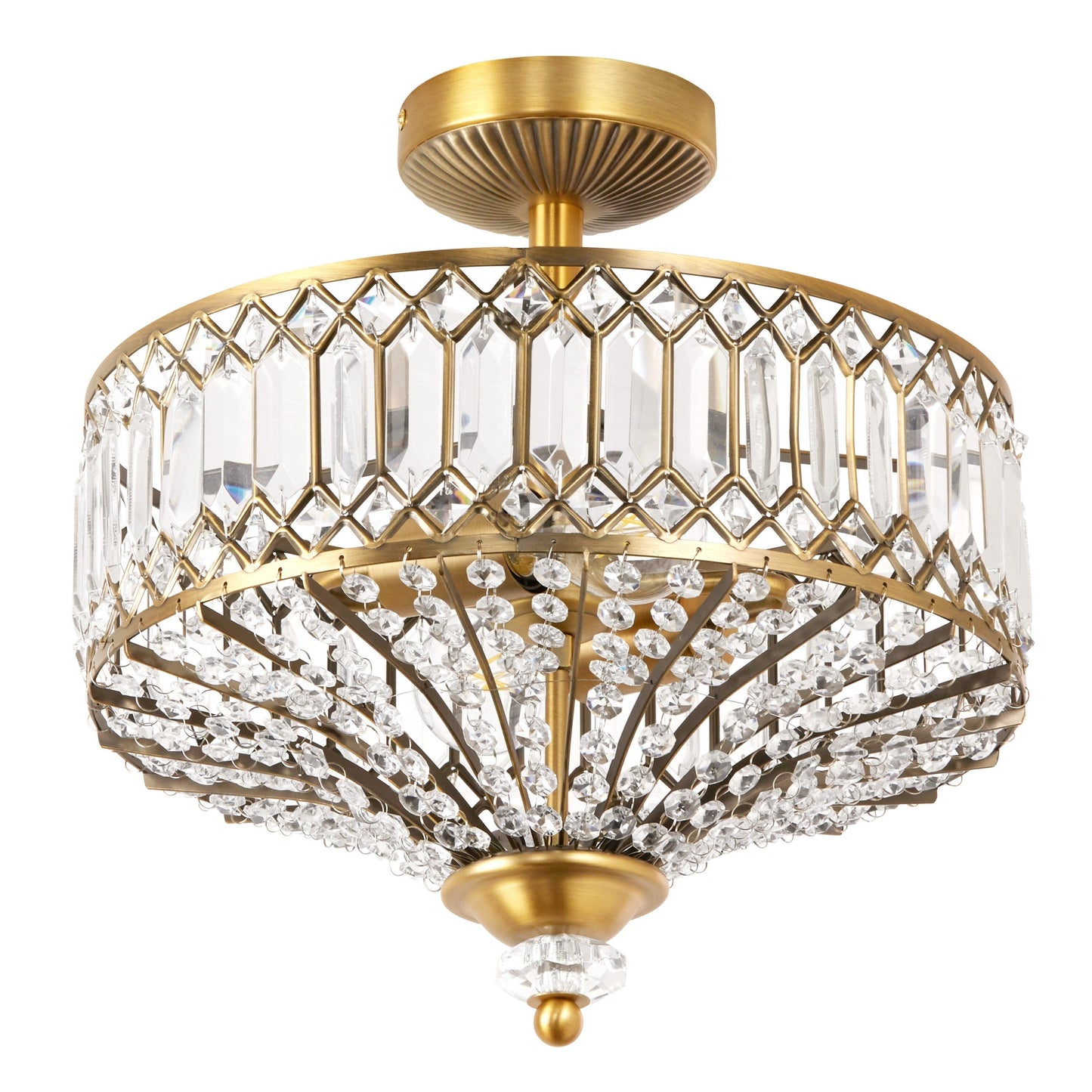 Lampada a sospensione semi-a soffitto Silver Orchid Furey in vetro a strati, color bronzo/oro - 37,5 cm L x 37,5 cm L x 38,8 cm H
