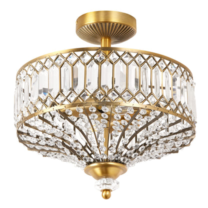 Lampada a sospensione semi-a soffitto Silver Orchid Furey in vetro a strati, color bronzo/oro - 37,5 cm L x 37,5 cm L x 38,8 cm H