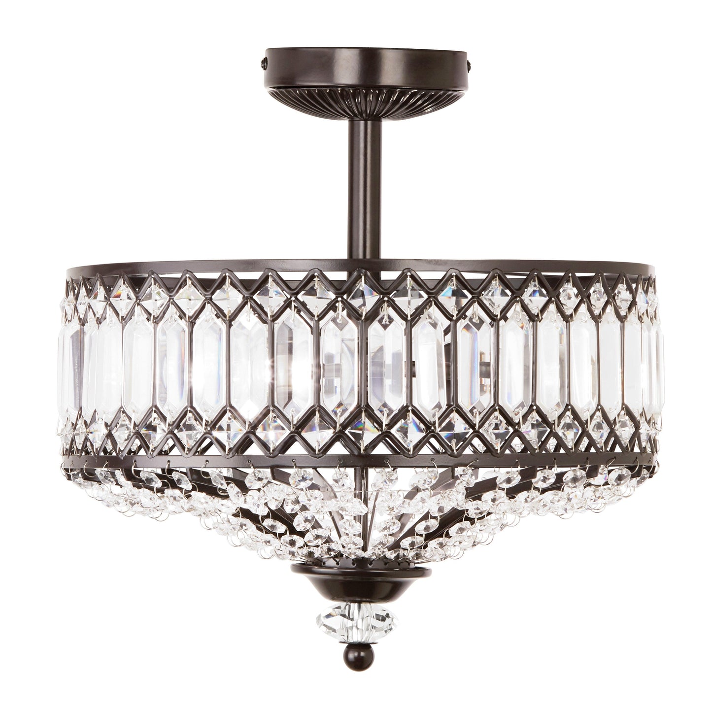 Lampada a sospensione semi-a soffitto Silver Orchid Furey in vetro a strati, color bronzo/oro - 37,5 cm L x 37,5 cm L x 38,8 cm H