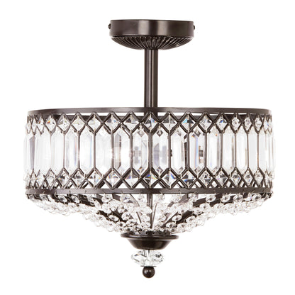 Lampada a sospensione semi-a soffitto Silver Orchid Furey in vetro a strati, color bronzo/oro - 37,5 cm L x 37,5 cm L x 38,8 cm H