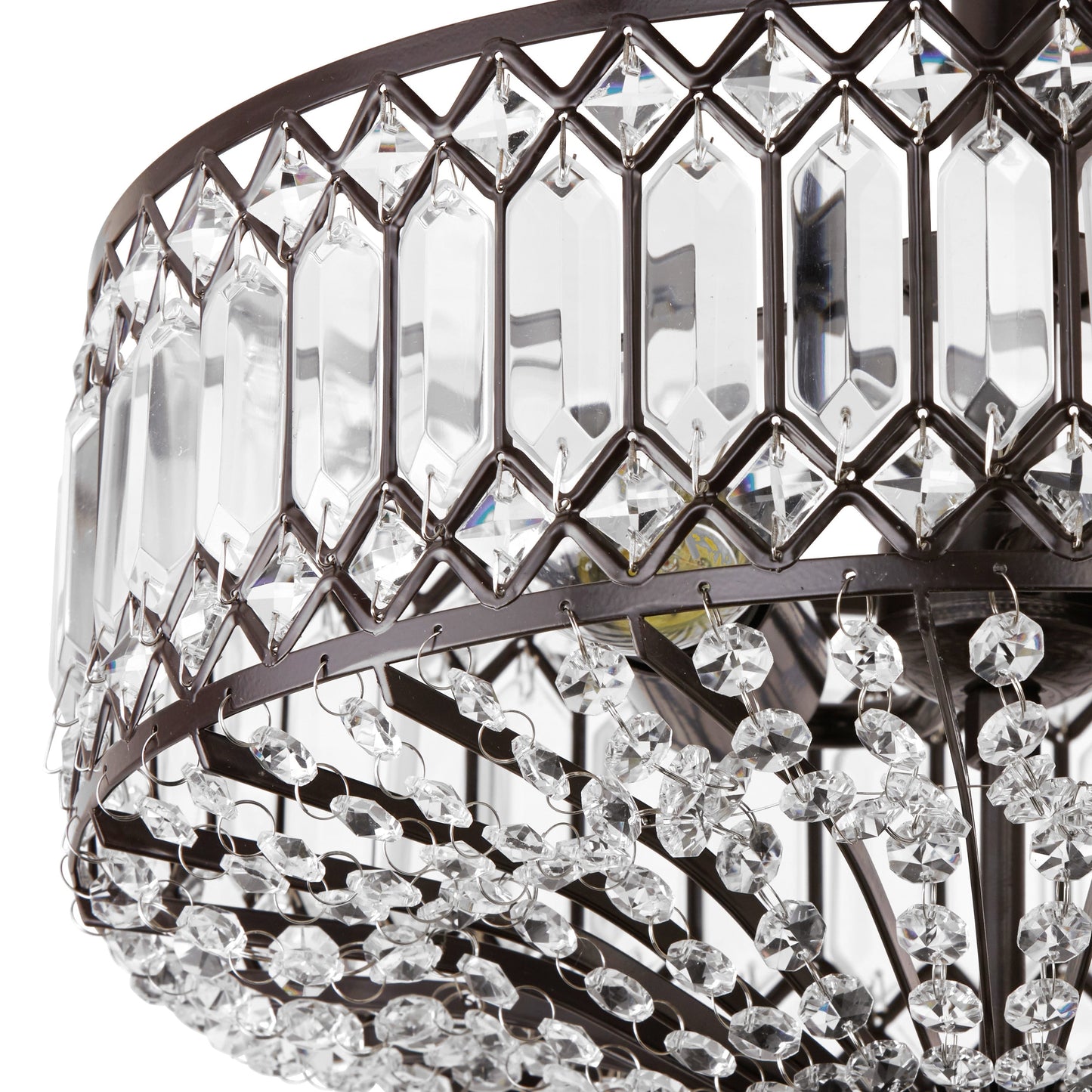 Lampada a sospensione semi-a soffitto Silver Orchid Furey in vetro a strati, color bronzo/oro - 37,5 cm L x 37,5 cm L x 38,8 cm H